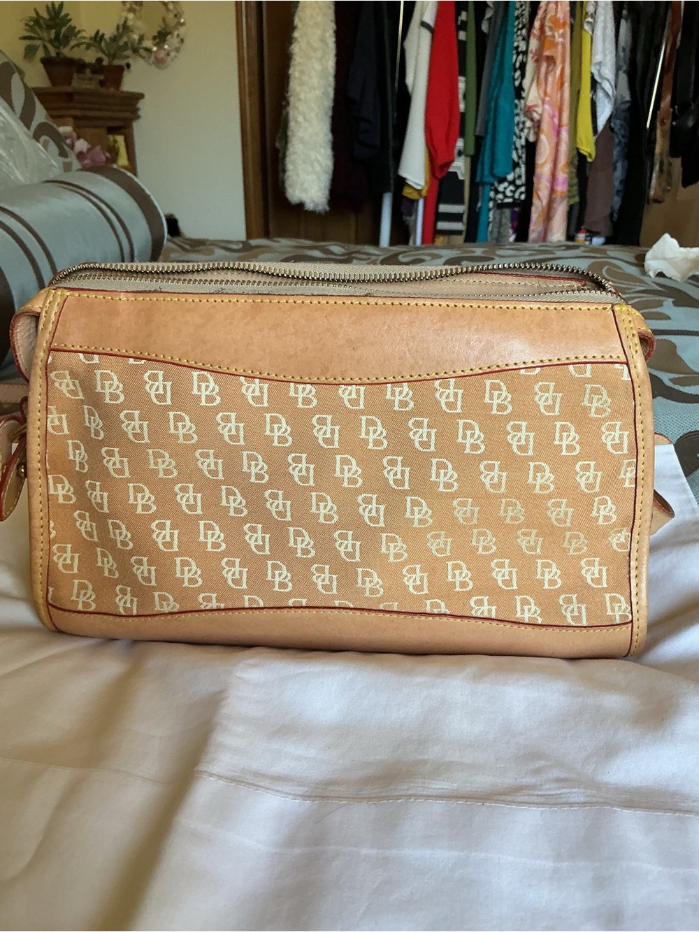 Dooney & Bourke Tan DB Monogram Crossbody